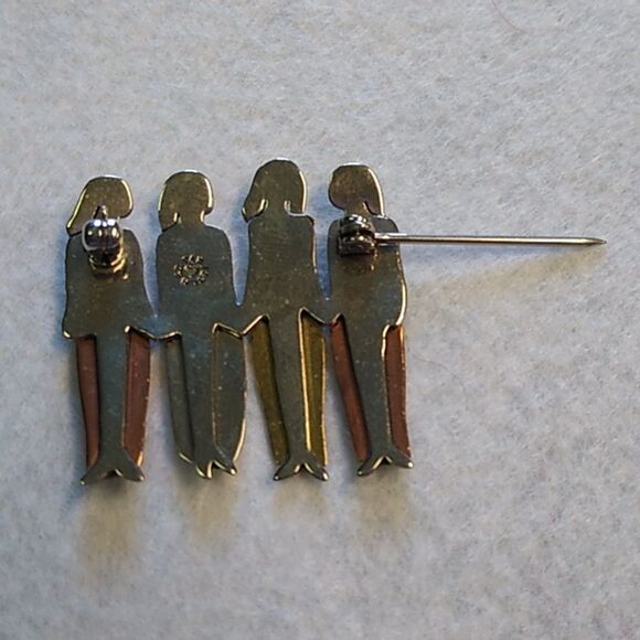 Far Fetched Four Sisters Pin/Brooch Mixed Metals Alpaca Silver Brass Copper - Picture 2 of 6
